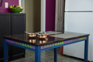 ikea dining table hack, jokkmokk table hack, pink chai