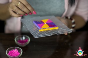 perler bead coasters, phulkari inspired diy