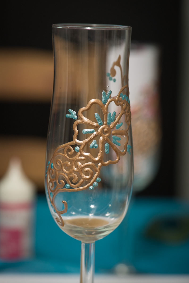 henna champagne flute diy, with step by step photos, pink chai living