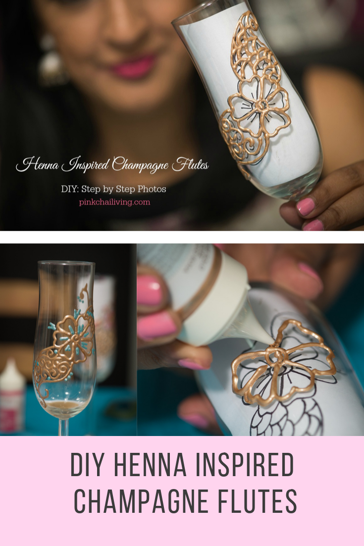 henna inspired champagne flutes