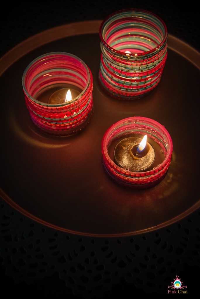 diy diwali candleholder from chudiyan