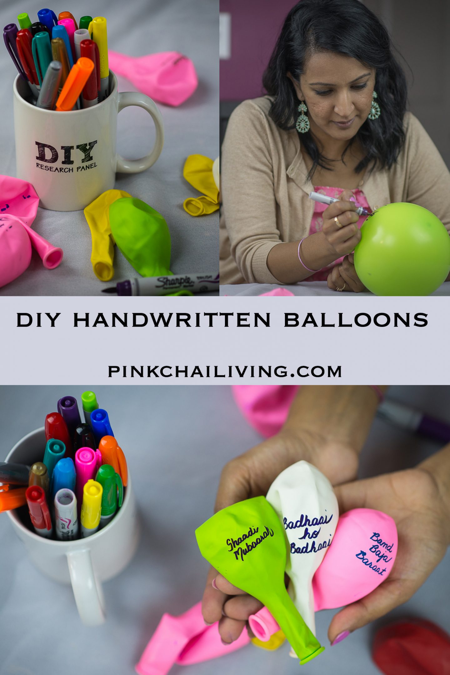 DIY Handwritten Balloons with Desi Sayings | Pink Chai Blog