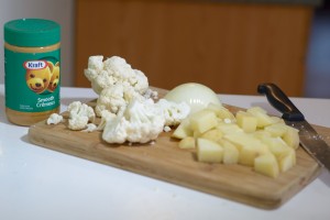 aloo gobi with peanut butter sauce