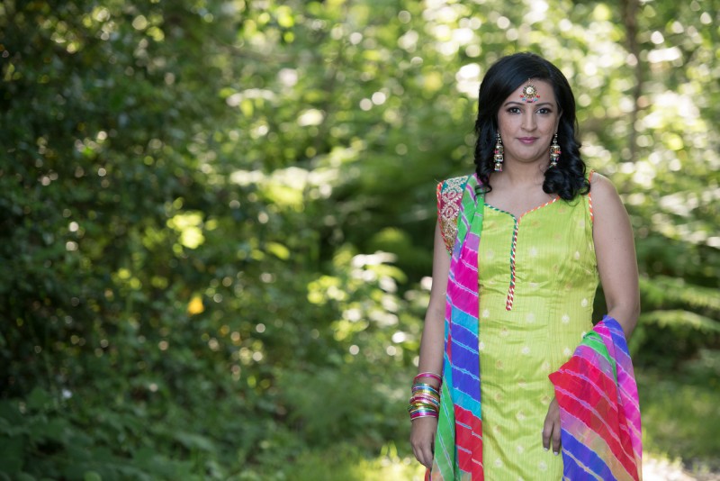 indian engagement party look, pink chai living