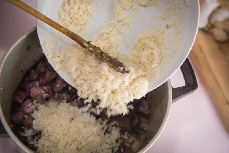 spicy sweet potato pulao