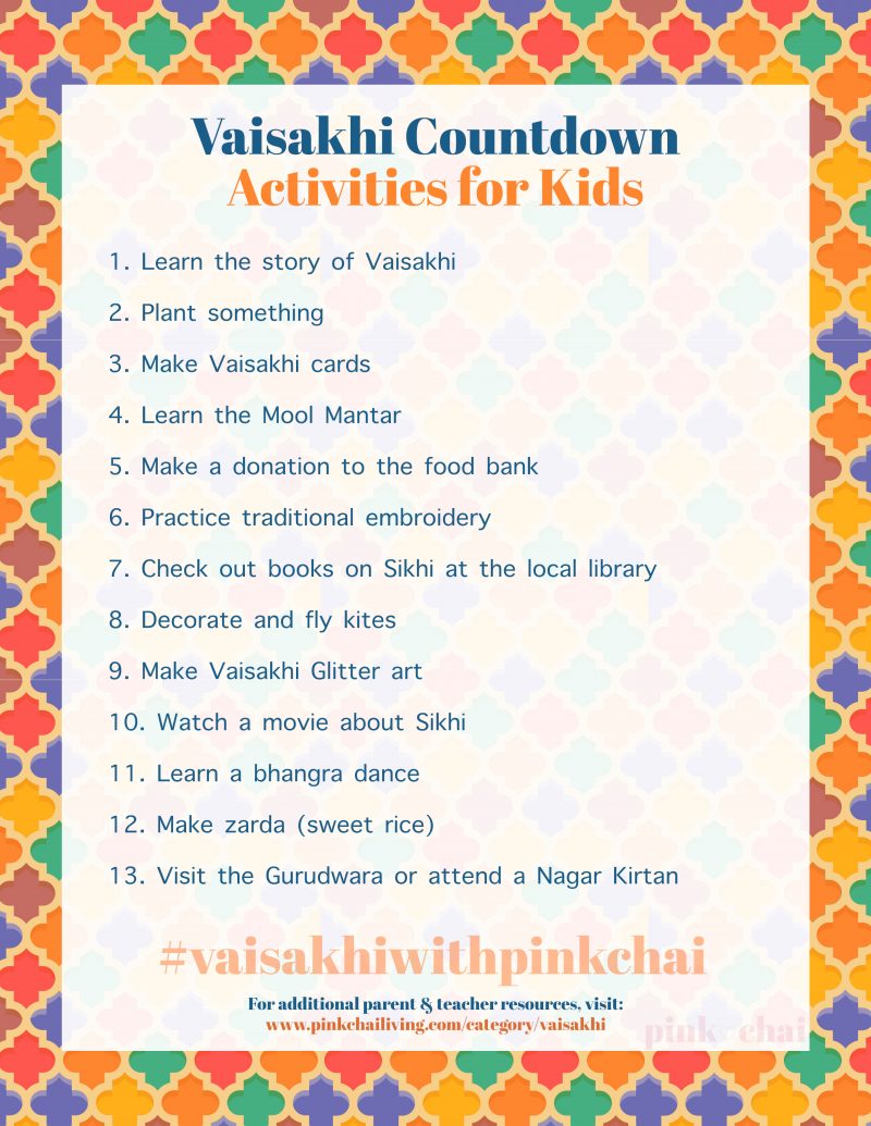 Vaisakhi Activities Countdown Calendar Pink Chai Living
